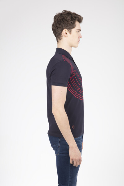 Embroidered Polo Neck Men's T-Shirt - Thumbnail