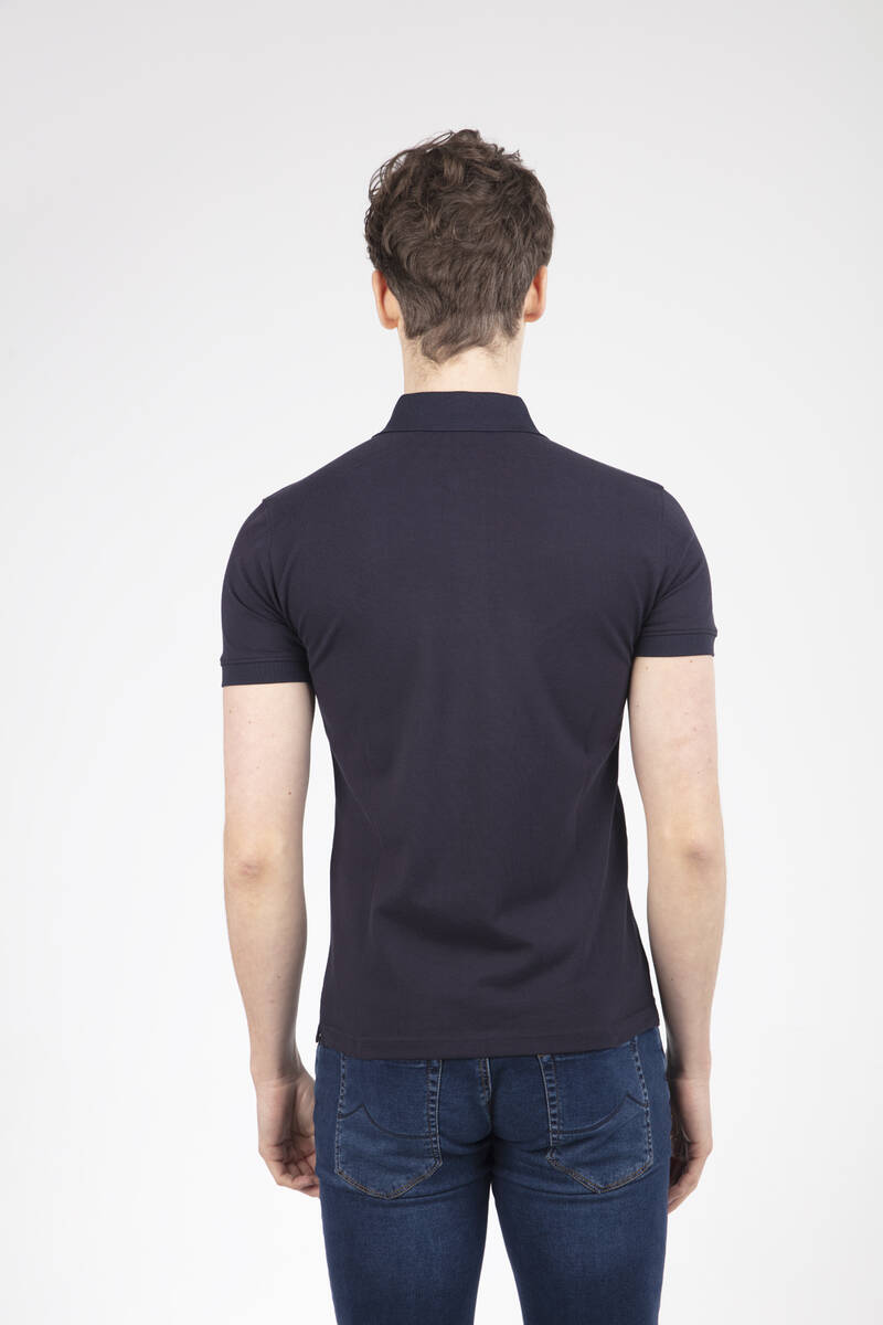 Embroidered Polo Neck Men's T-Shirt - 4