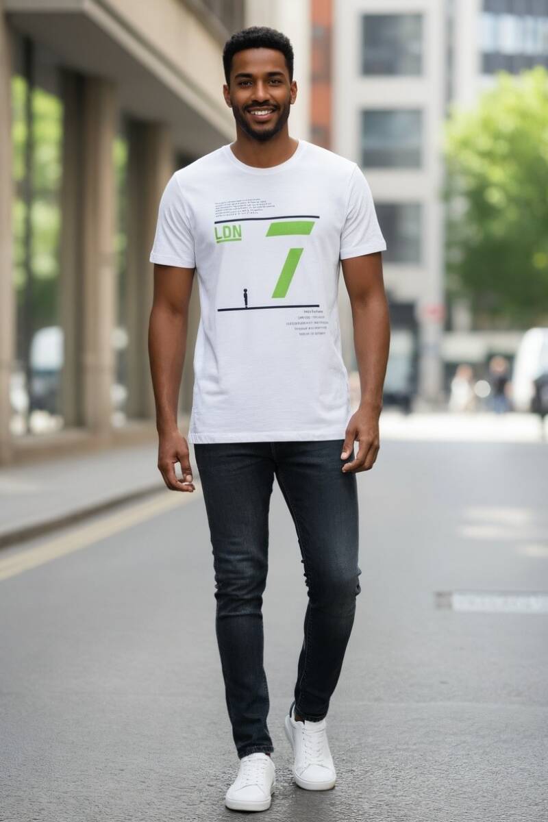 Enrique Baskılı Erkek Tişört Beyaz - 2