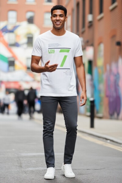 Enrique Baskılı Erkek Tişört Beyaz - 4