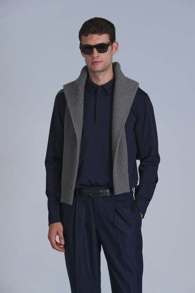 Evan Erkek Uzun Kol Tişört Lacivert - LUFIAN