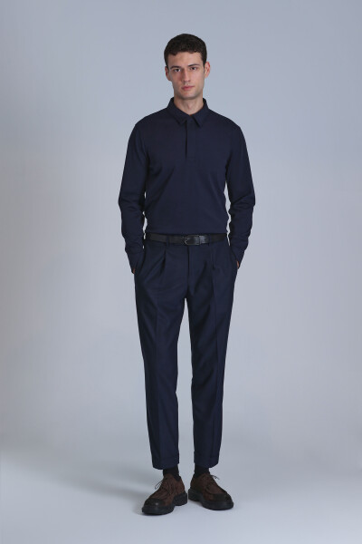 Evan Erkek Uzun Kol Tişört Lacivert - LUFIAN (1)