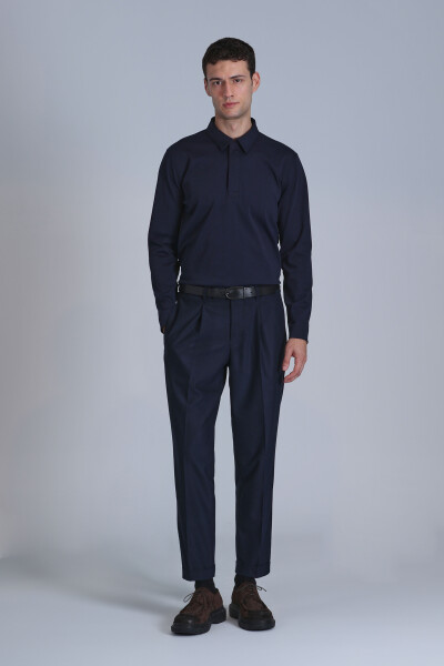 Evan Erkek Uzun Kol Tişört Lacivert - 4