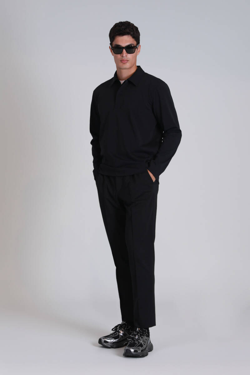 Evan Erkek Uzun Kol Tişört Siyah - 4