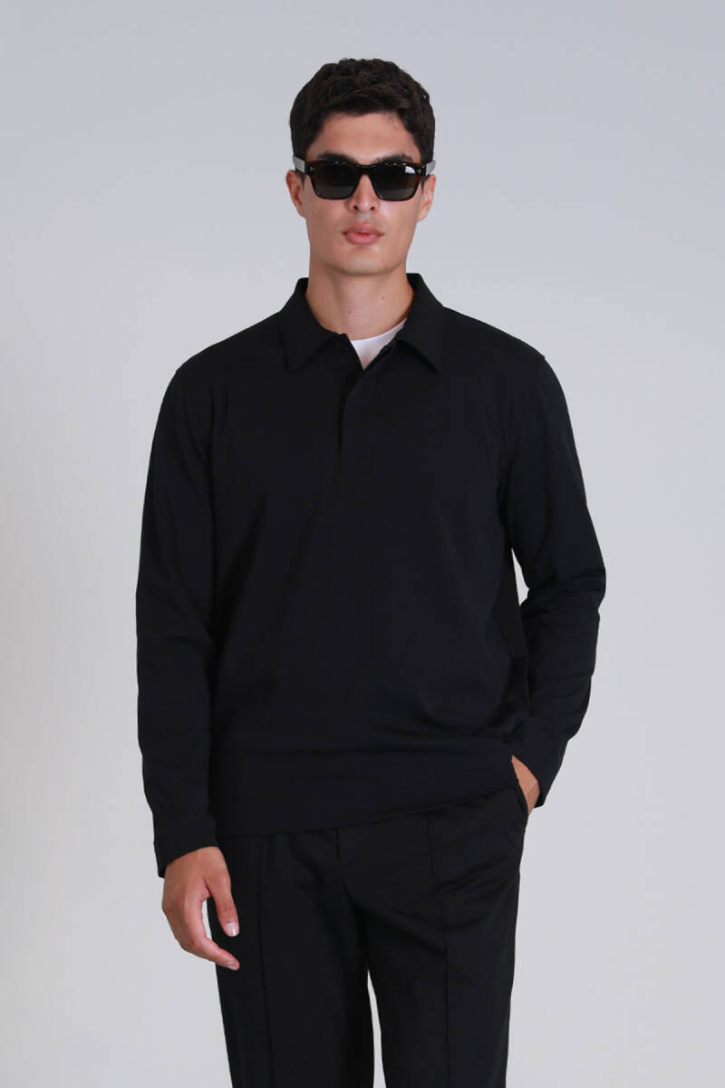 Evan Erkek Uzun Kol Tişört Siyah - 5