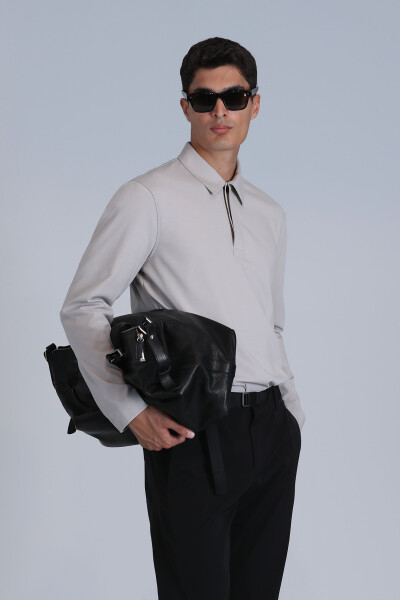 Evan Erkek Uzun Kol Tişört Taş - LUFIAN