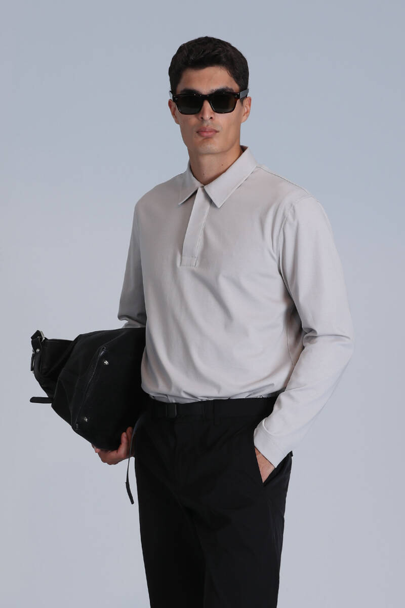 Evan Erkek Uzun Kol Tişört Taş - 5