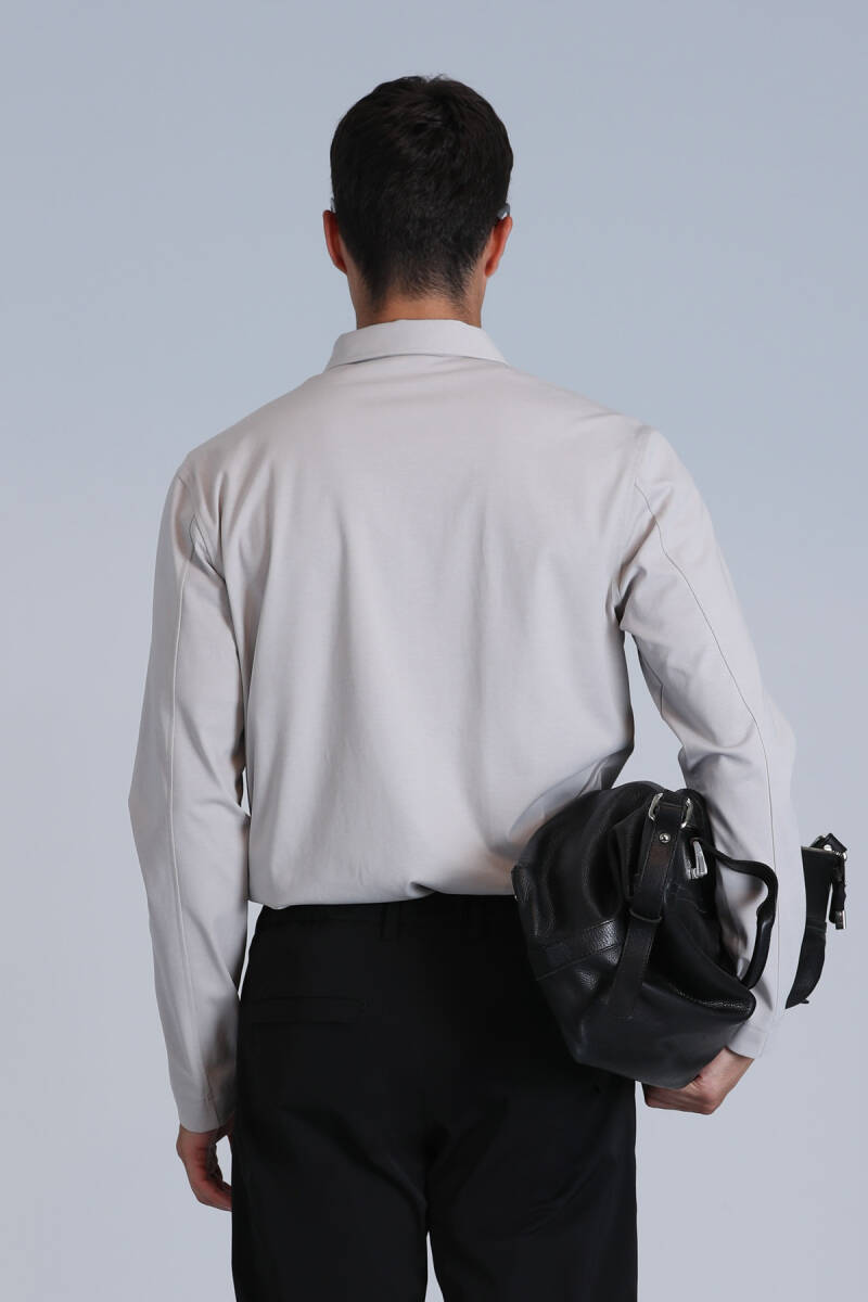 Evan Erkek Uzun Kol Tişört Taş - 6