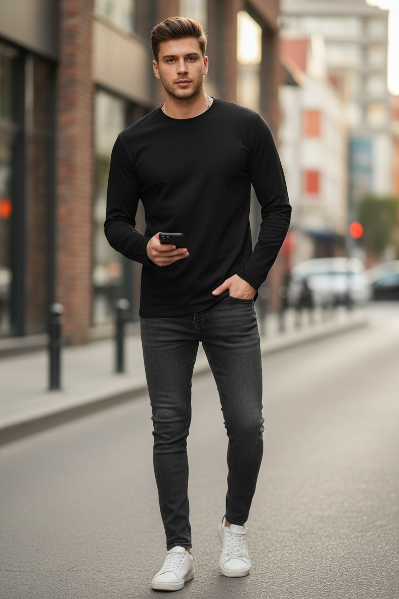 Evan Long Sleeve T-Shirt Black - 2