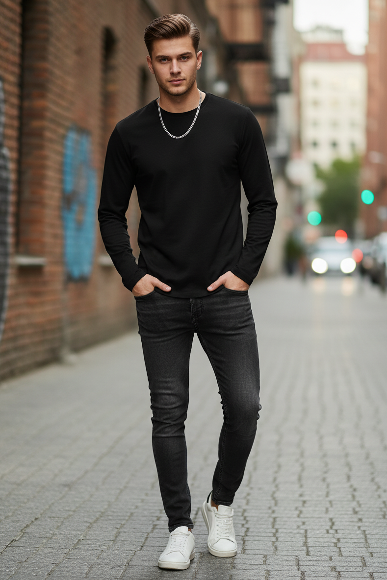 Evan Uzun Kollu Tişört Siyah - 3