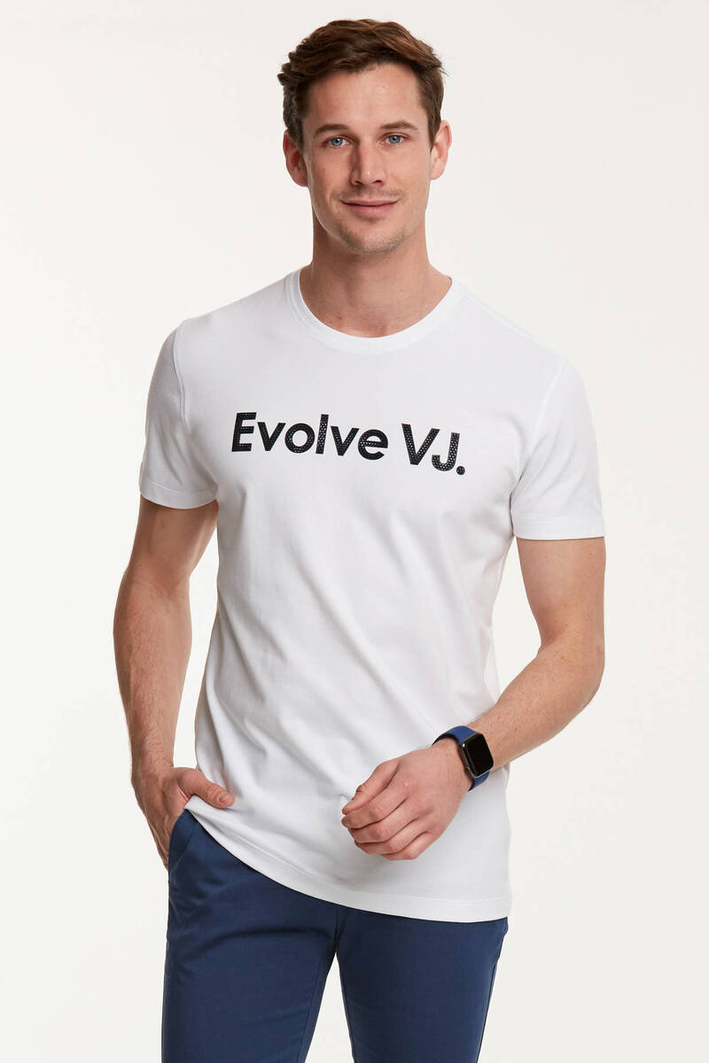 Evolve VJ Baskılı Bisiklet Yaka Erkek T-Shirt