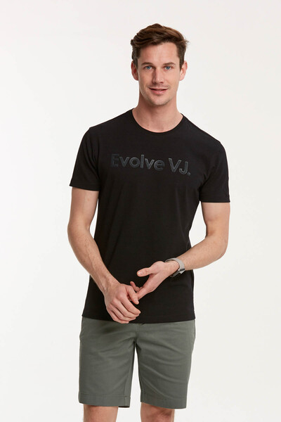 VOLTAJ - Evolve VJ Baskılı Bisiklet Yaka Erkek T-Shirt