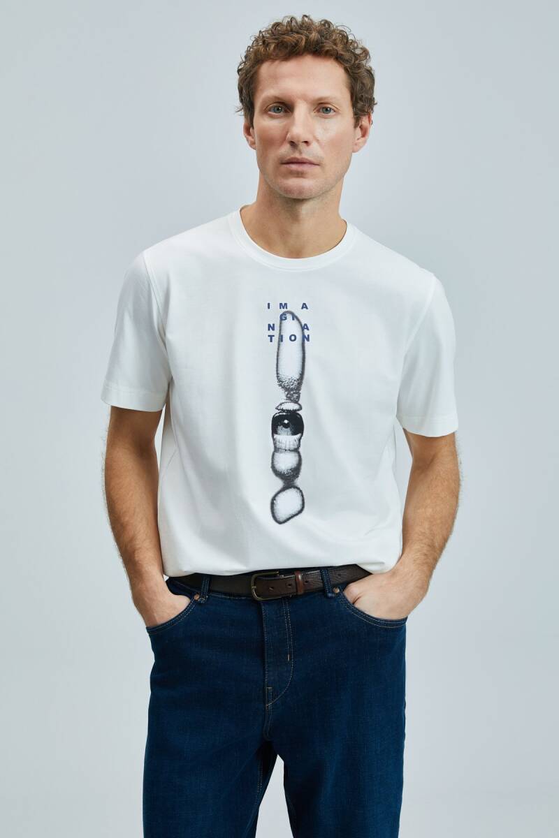 Eye Modern Grafik T- Shirt Beyaz - 1