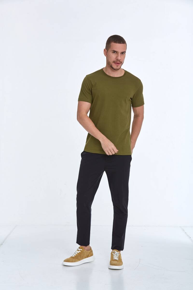 Ezra Basic Erkek Tişört Haki - 3