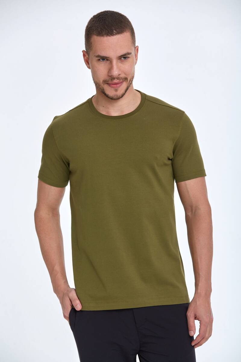 Ezra Basic Erkek Tişört Haki - 1
