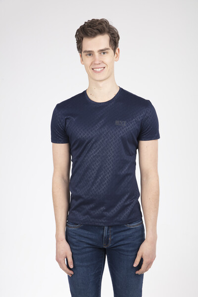 VOLTAJ - Fabric Patterned Crew Neck T-Shirt (1)