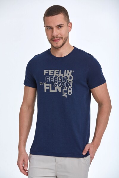 Feelin Good Printed Cotton Men's T-Shirt - Thumbnail
