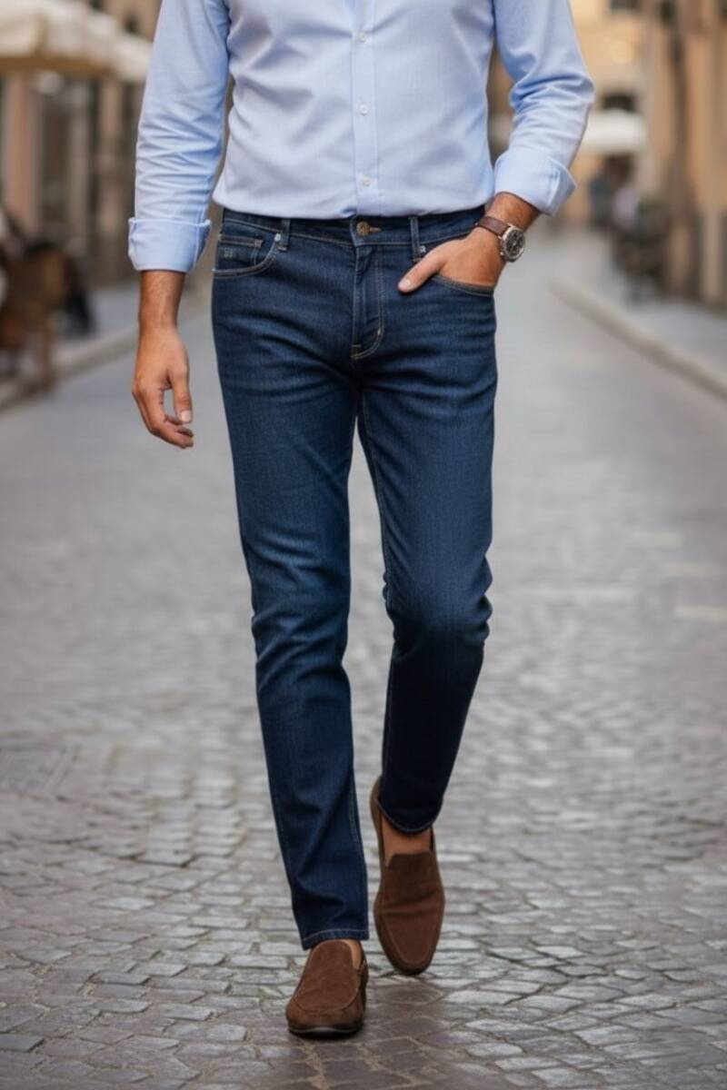 Felipe Normal Kesim Kot Pantolon Lacivert - 2