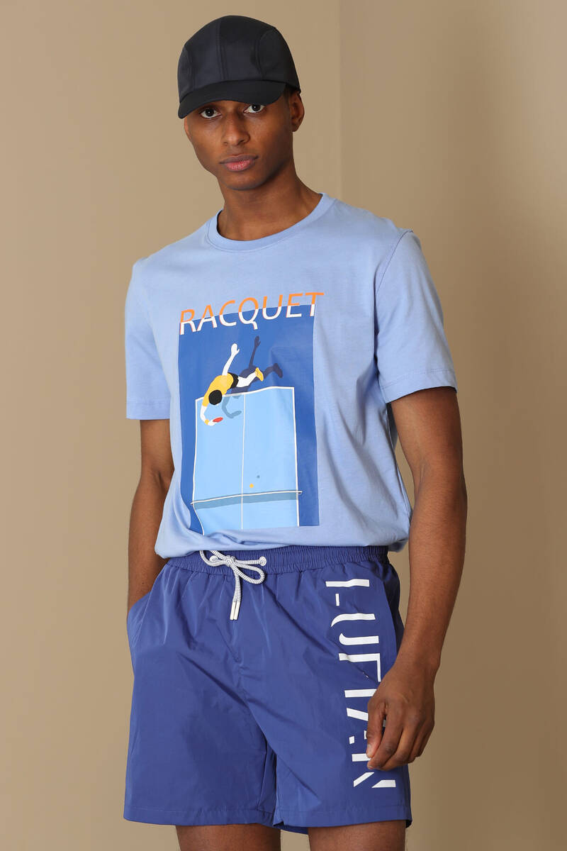 Fenza Modern Graphic T-Shirt Blue - 4