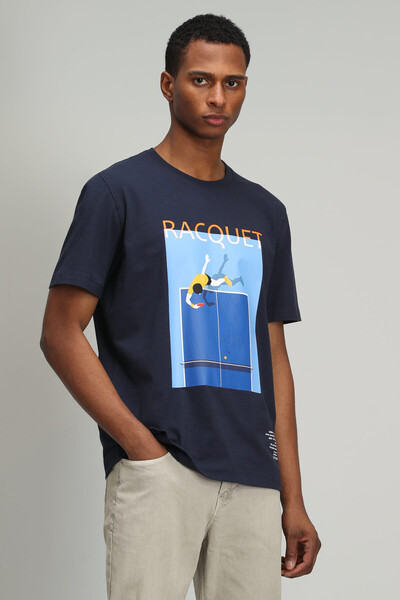 Fenza Modern Graphic T-Shirt Navy Blue - 3