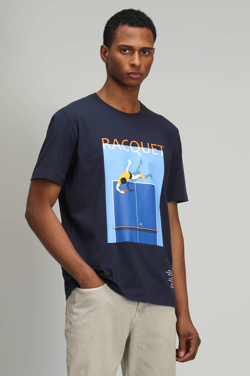 Fenza Modern Graphic T-Shirt Navy Blue - 3