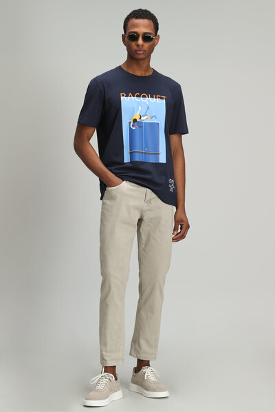 Fenza Modern Graphic T-Shirt Navy Blue - 4