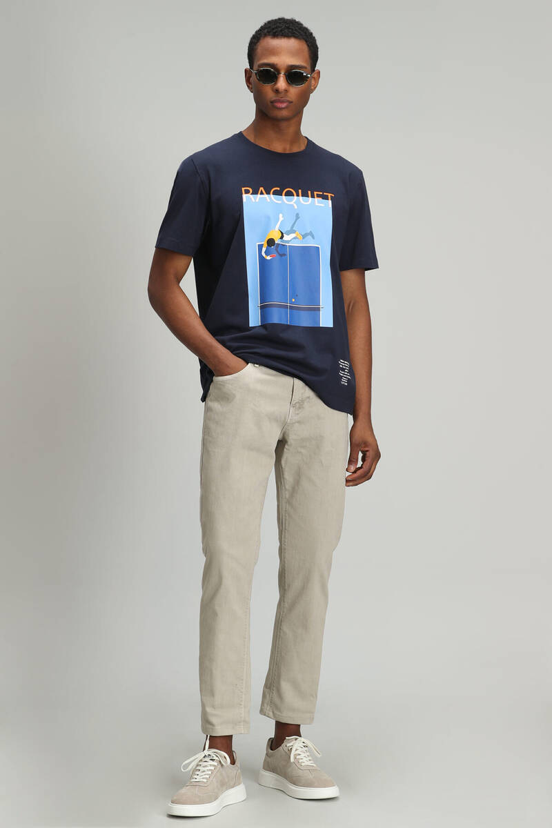 Fenza Modern Graphic T-Shirt Navy Blue - 4
