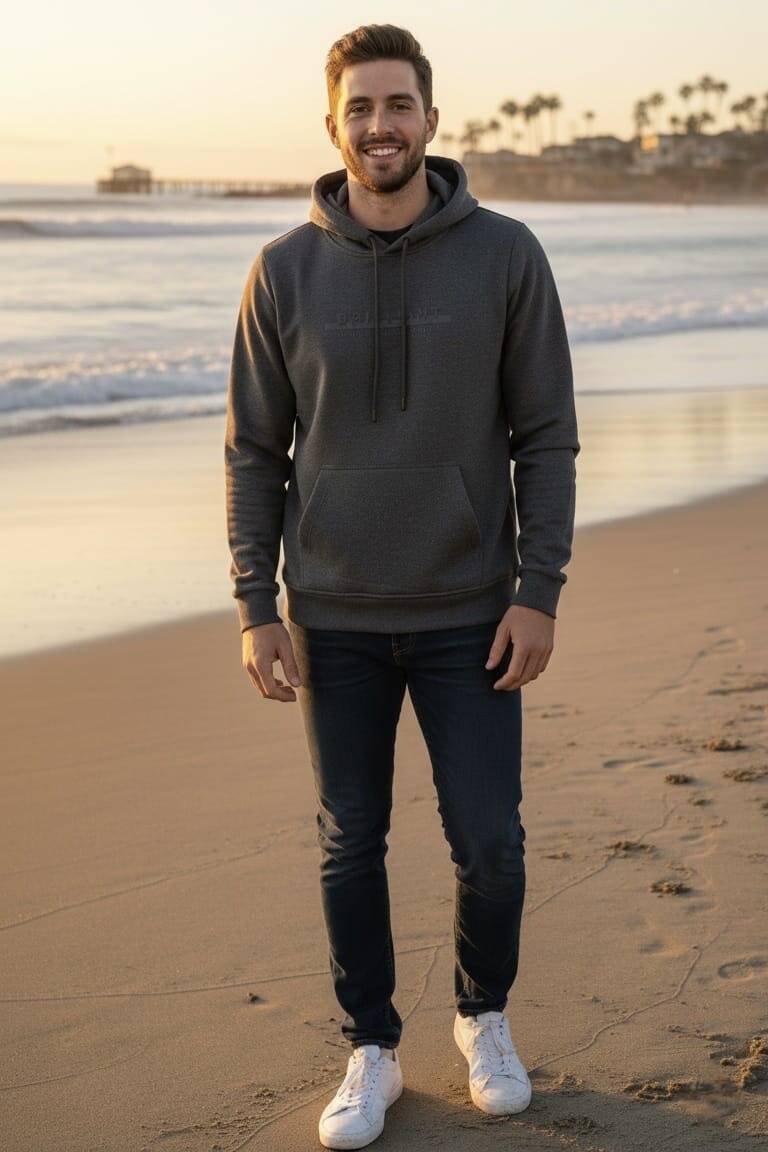 Fern Hooded Men's Sweatshirt Anthracite - 2