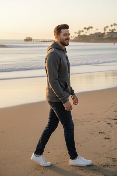 Fern Hooded Men's Sweatshirt Anthracite - 3