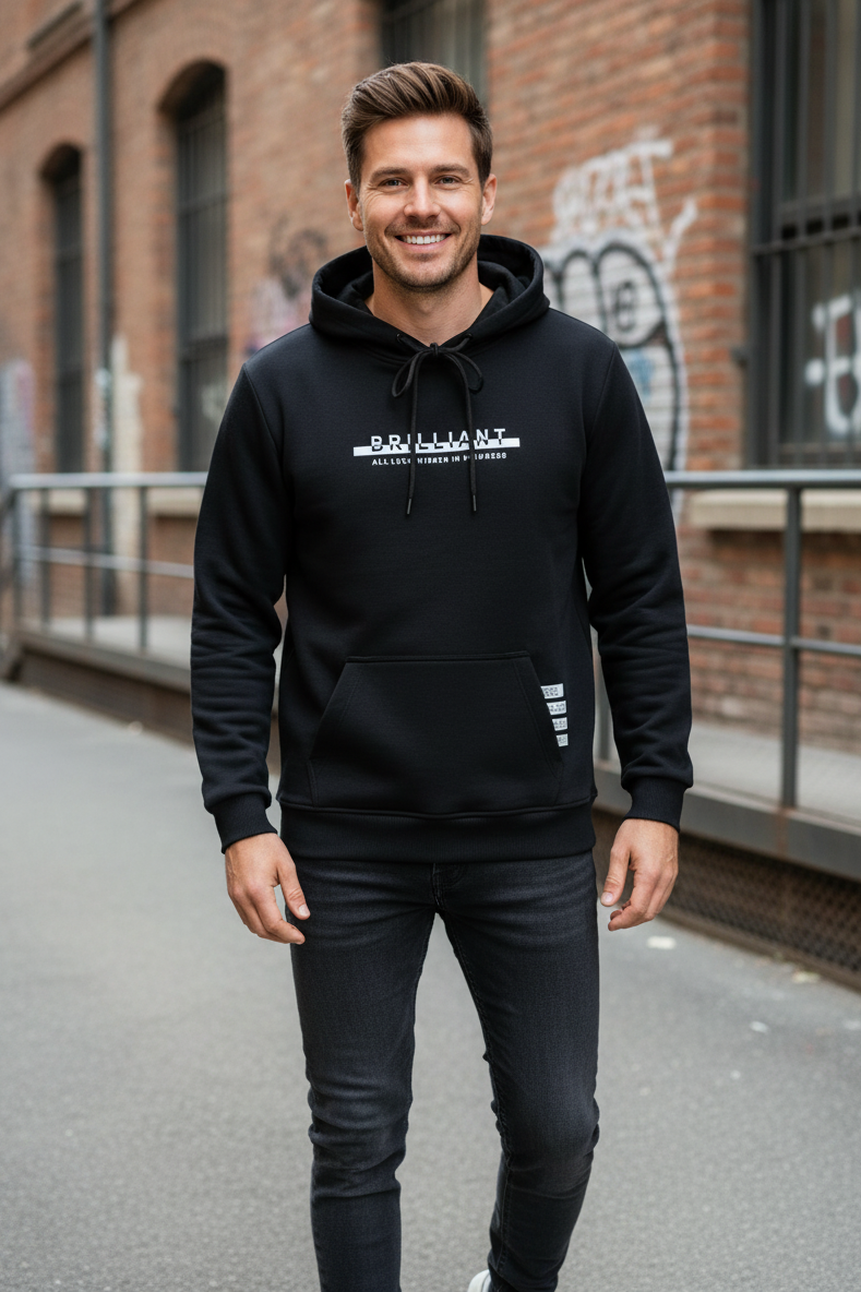 Fern Hooded Men's Sweatshirt Black - 3