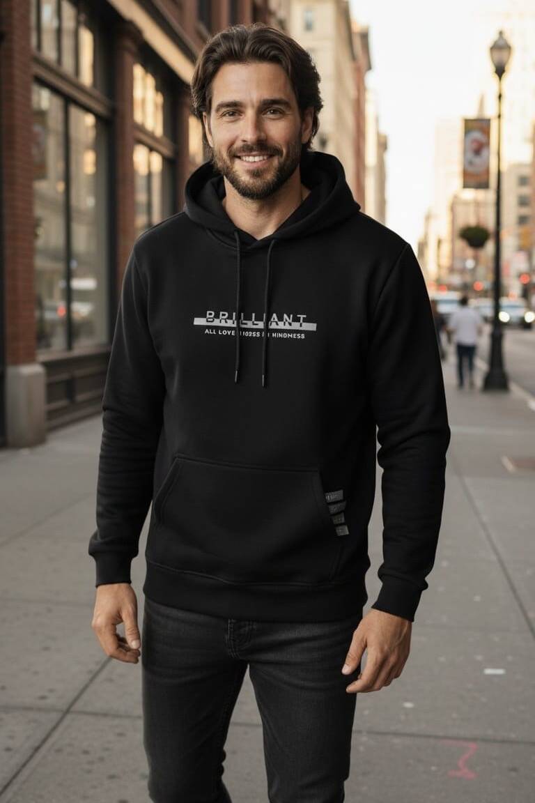 Fern Hooded Men's Sweatshirt Navy Blue - 1