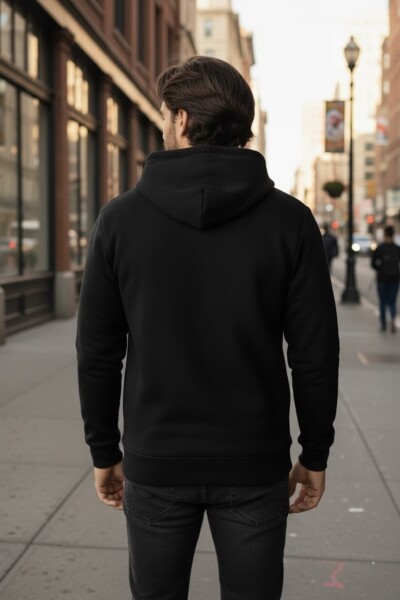 Fern Hooded Men's Sweatshirt Navy Blue - 4