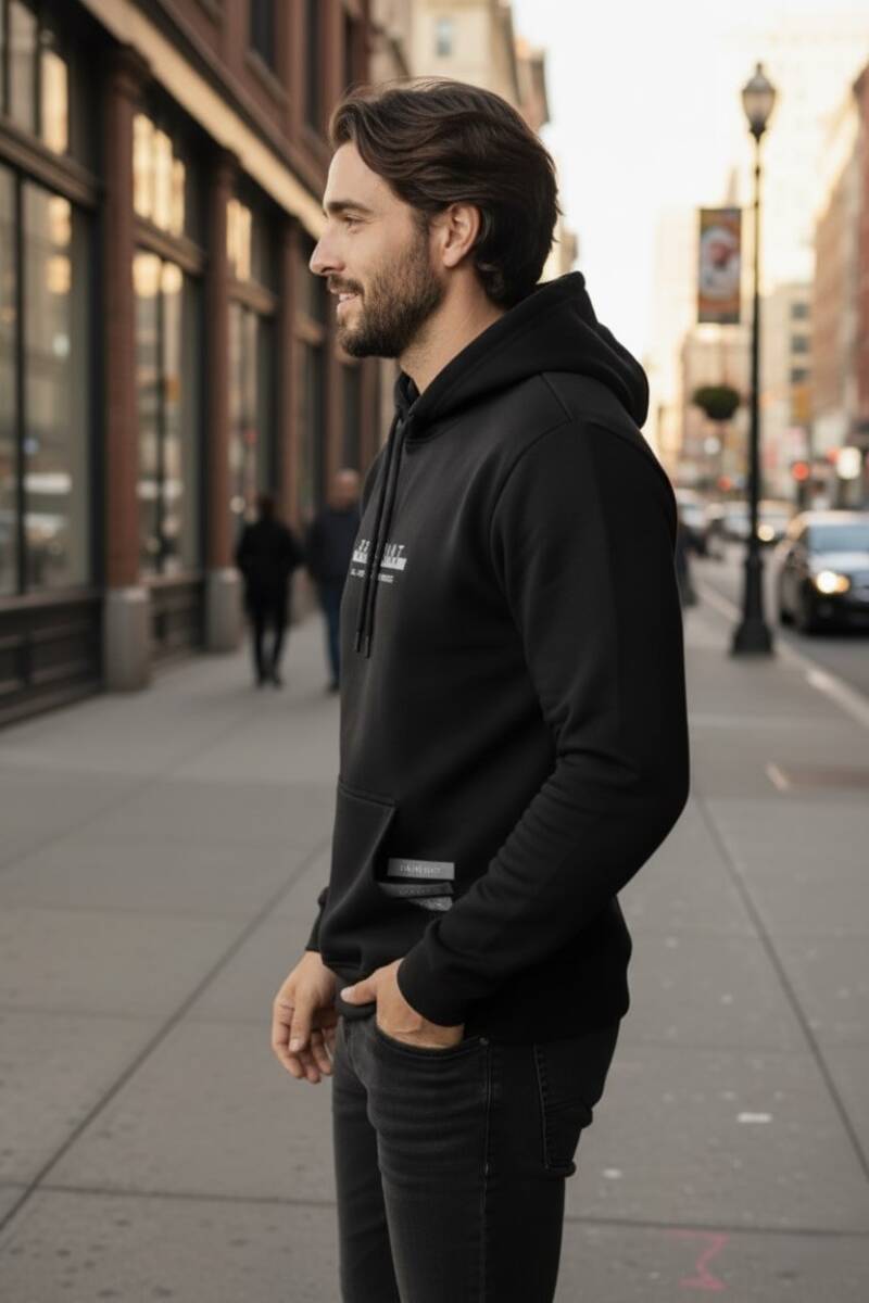 Fern Hooded Men's Sweatshirt Navy Blue - 3