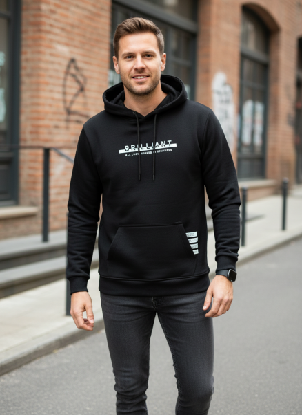 Fern Kapüşonlu Erkek Sweatshirt Siyah - 1