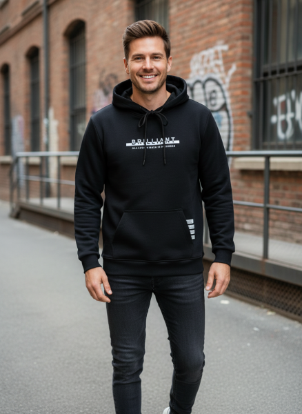 Fern Kapüşonlu Erkek Sweatshirt Siyah - 3