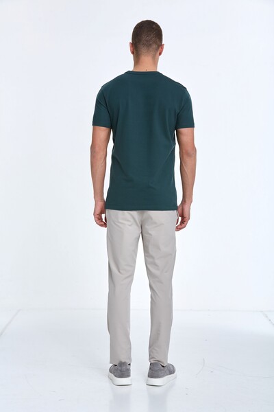 Flock Print Crew Neck Men's T-Shirt - 15