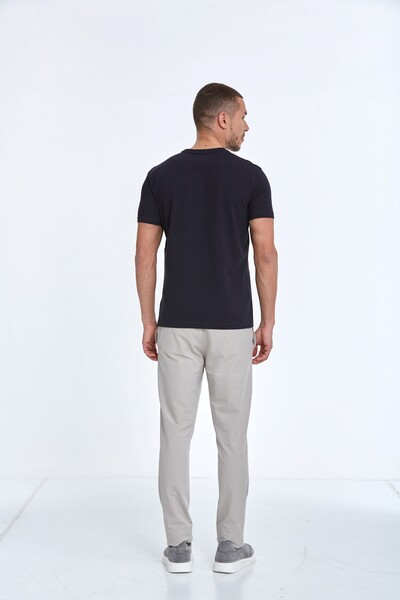 Flok Baskı Bisiklet Yaka Erkek Tişört - 10