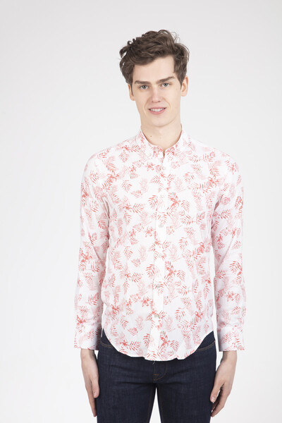 VOLTAJ - Floral and Leaf Patterned Long Sleeve Shirt (1)