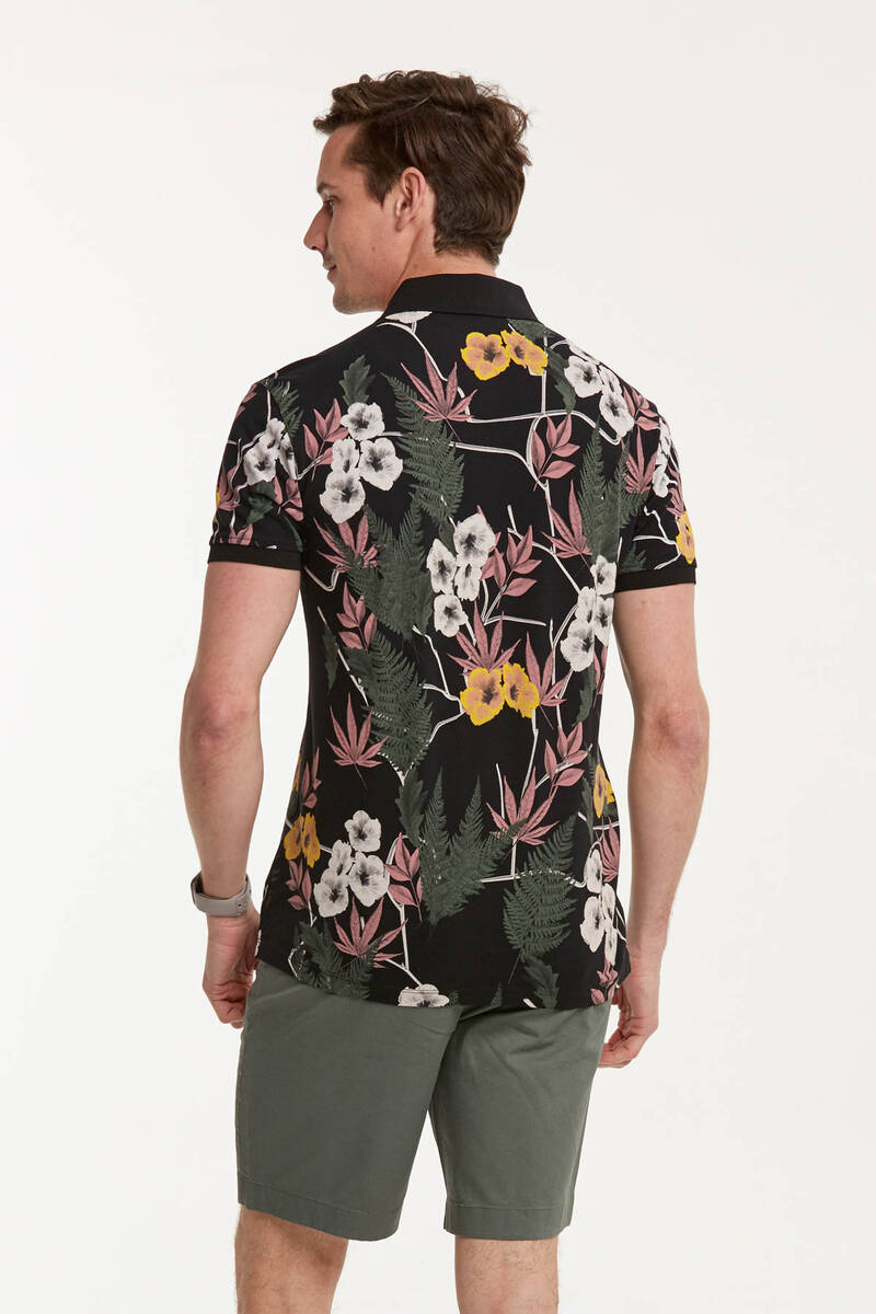 Floral Pattern Printed Men's Polo T-Shirt