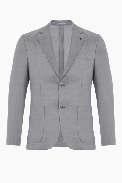 Frances Gri Renk Ketenli Blazer Ceket - 4
