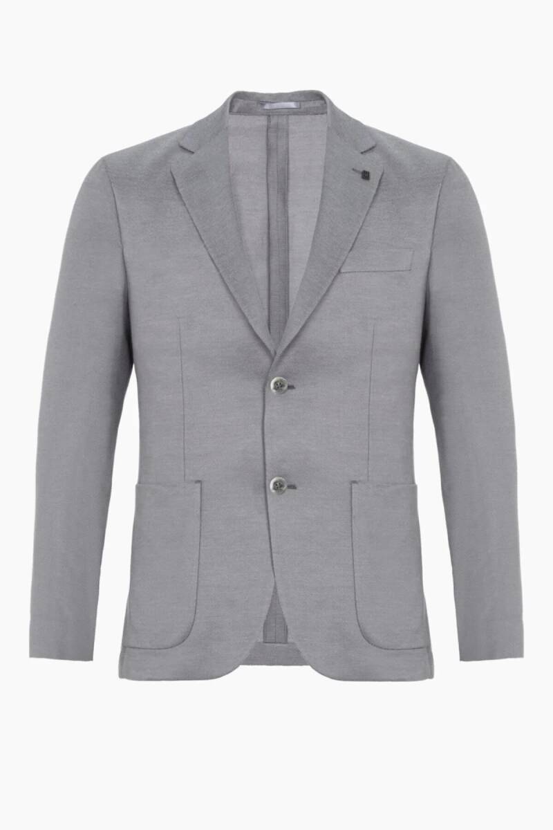 Frances Gri Renk Ketenli Blazer Ceket - 4