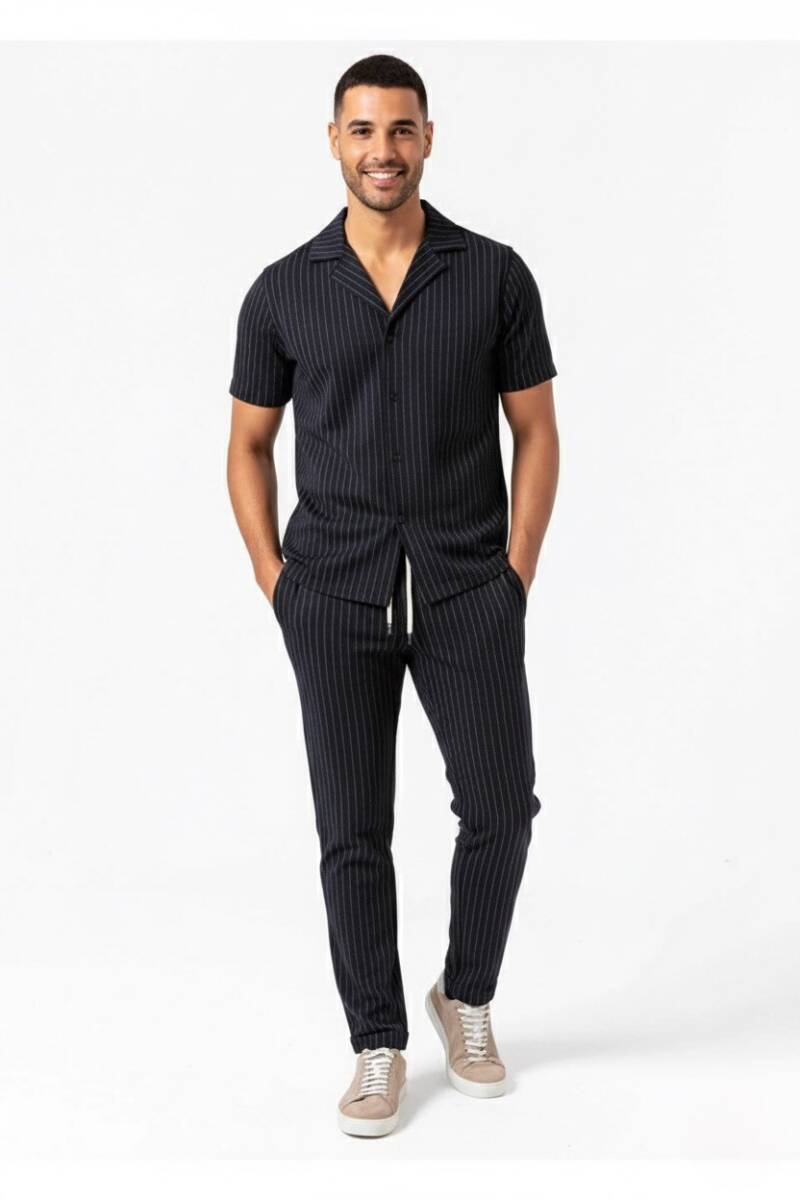 Fredy Navy Blue Striped Shirt - 2