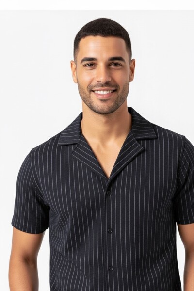 Fredy Navy Blue Striped Shirt - 1