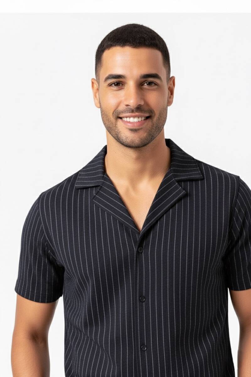 Fredy Navy Blue Striped Shirt - 1