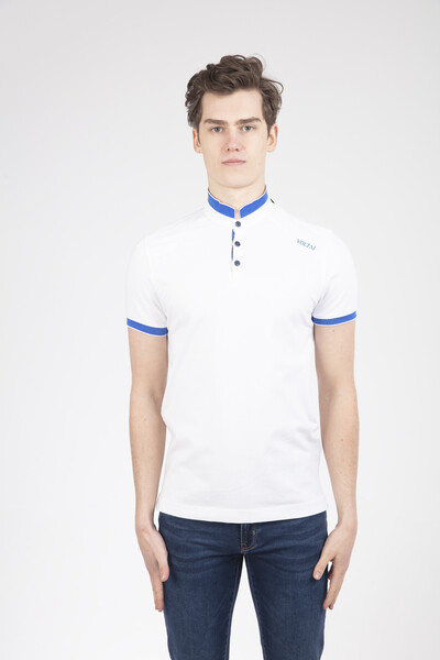 Front Printed Polo Neck Men's T-Shirt - VOLTAJ (1)