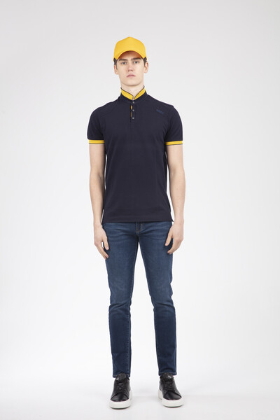 Front Printed Polo Neck Men's T-Shirt - 6