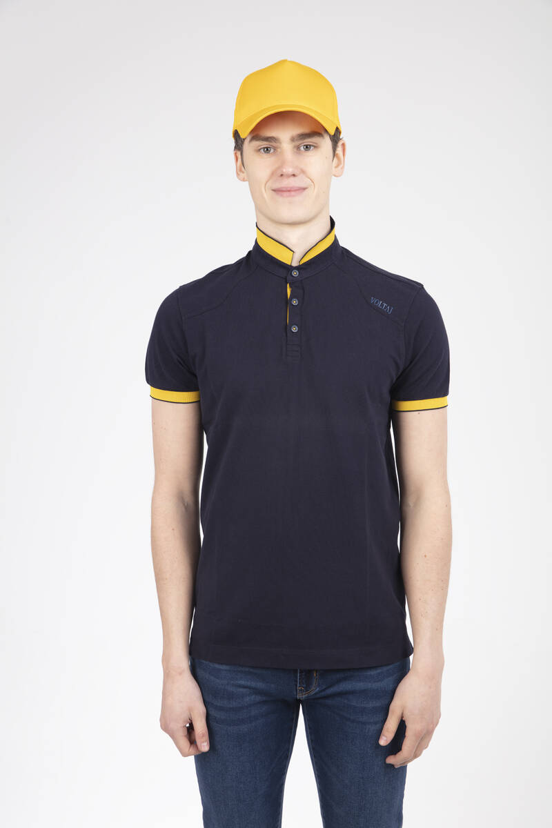 Front Printed Polo Neck Men's T-Shirt - 1