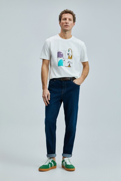 Funky Modern Grafik T- Shirt Kırık Beyaz - LUFIAN (1)