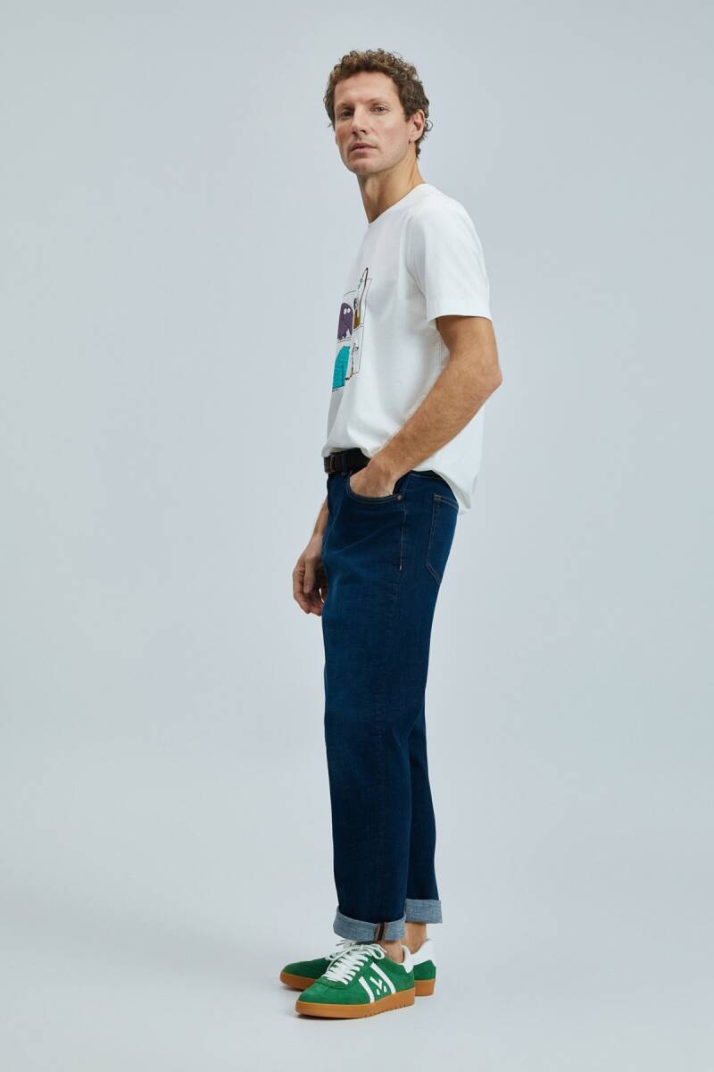 Funky Modern Grafik T- Shirt Kırık Beyaz - 5