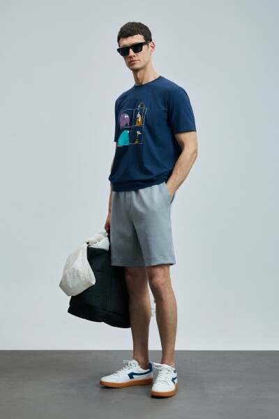 Funky Modern Grafik T- Shirt Lacivert - LUFIAN (1)